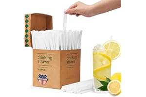 ACSTEP Plastic Straws [500 Pcs-7.8" Long] Individually Wrapped Clear Disposable Drinking Straws - Made in USA - Straight Long Straws for Party, 0.23'' Diameter
