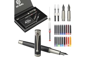 GC QUILL Fountain Pen Set - Fine & Medium Nibs, Includes 18 Ink Cartridges, Ink Refill Converter & Syringe Filler, Gift for Writing, Journaling & Calligraphy MU-13