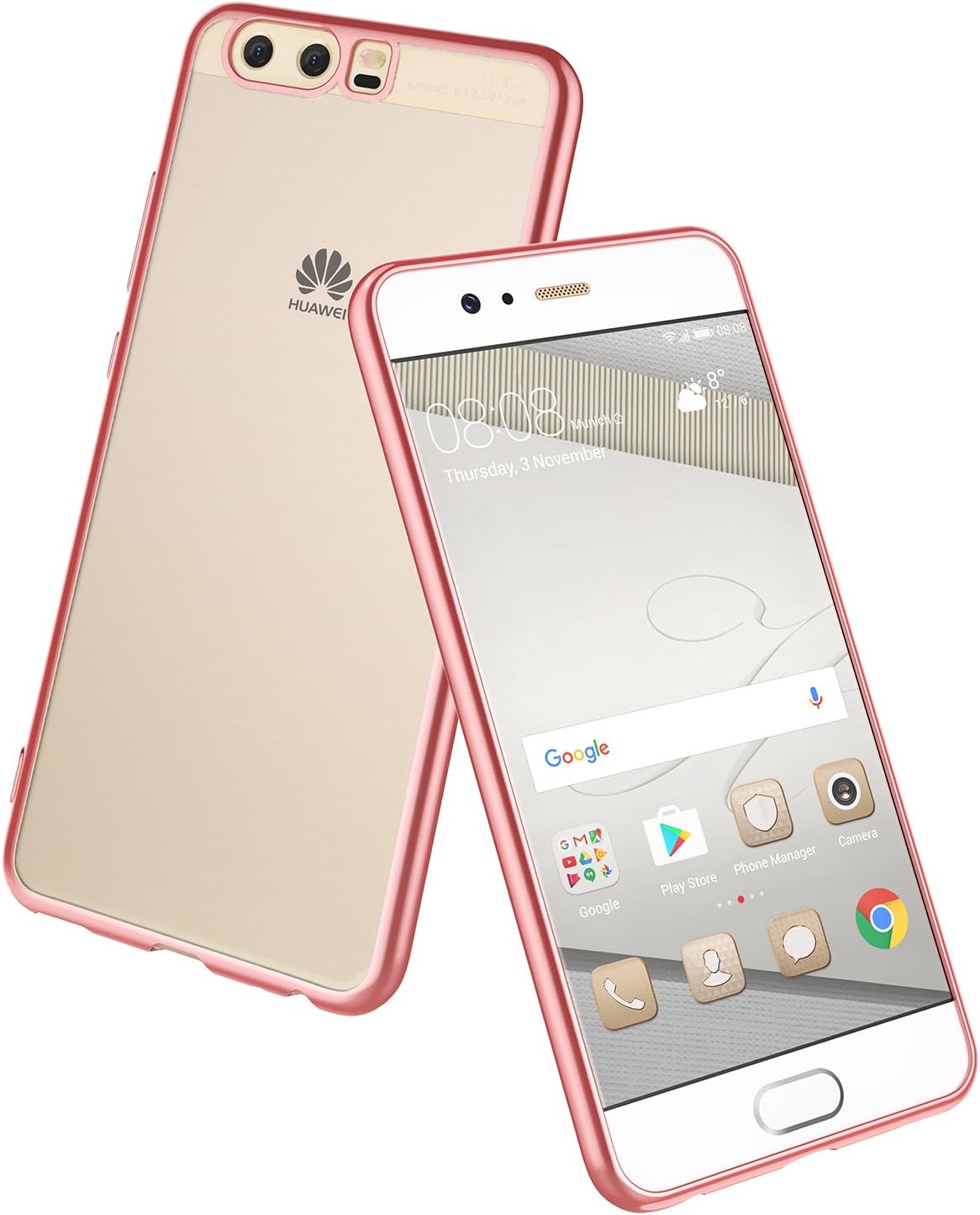 XY-shell Huawei P10 Case, Ultra Slim Transparent TPU Bumper Case Anti-Scratch Flexible Silicone Crystal Protective Case for Huawei P10 -Rose Gold