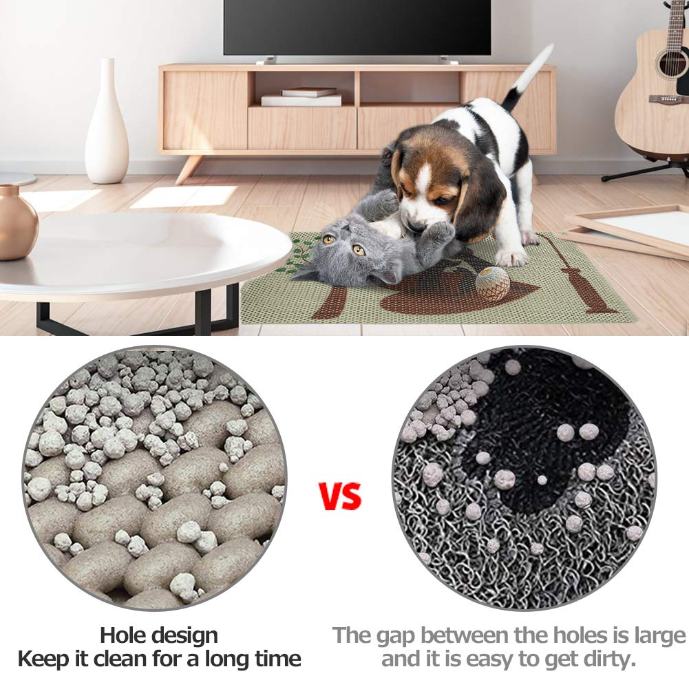 RioRand Cat Litter Mat Trapper Mat 30X18 Inch Honeycomb Double Layer Design Easy Clean Pet Feeding Mat for Litter Boxes