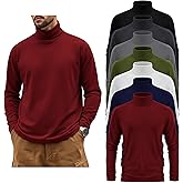 August Alley 7 Pack Mens Big and Tall Turtleneck Shirts Long Sleeve Crewneck Top Plus Size Loose Fit Shirt