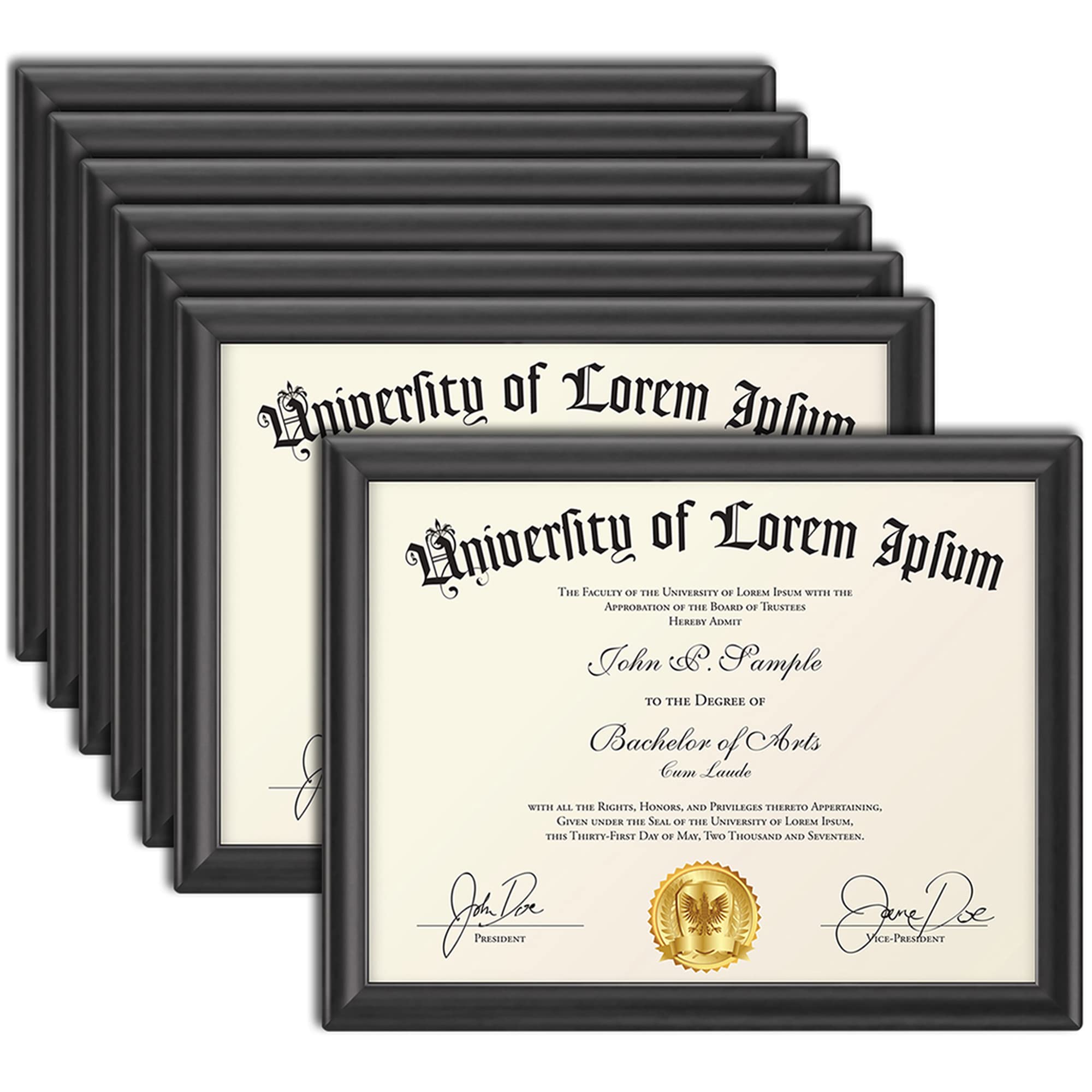 Icona Bay 11x8.5 (28x22 cm) Certificate Frames (Black, 6 Pack), Contemporary Diploma Frames 11 x 8.5, Composite Wood Document Frames for Walls or Table Top, Lakeland Collection