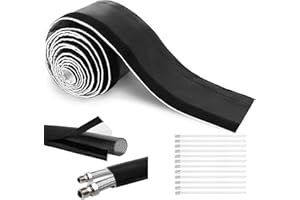 AMERBRO Wire Heat Shield for Hose Lines & Electrical Wiring, Heat Shield Wrap Automotive for Exhaust and High-Temperature Pipes with 20 Pcs Stainless Steel Ties, 3/4" I.D.x 10FT, Black