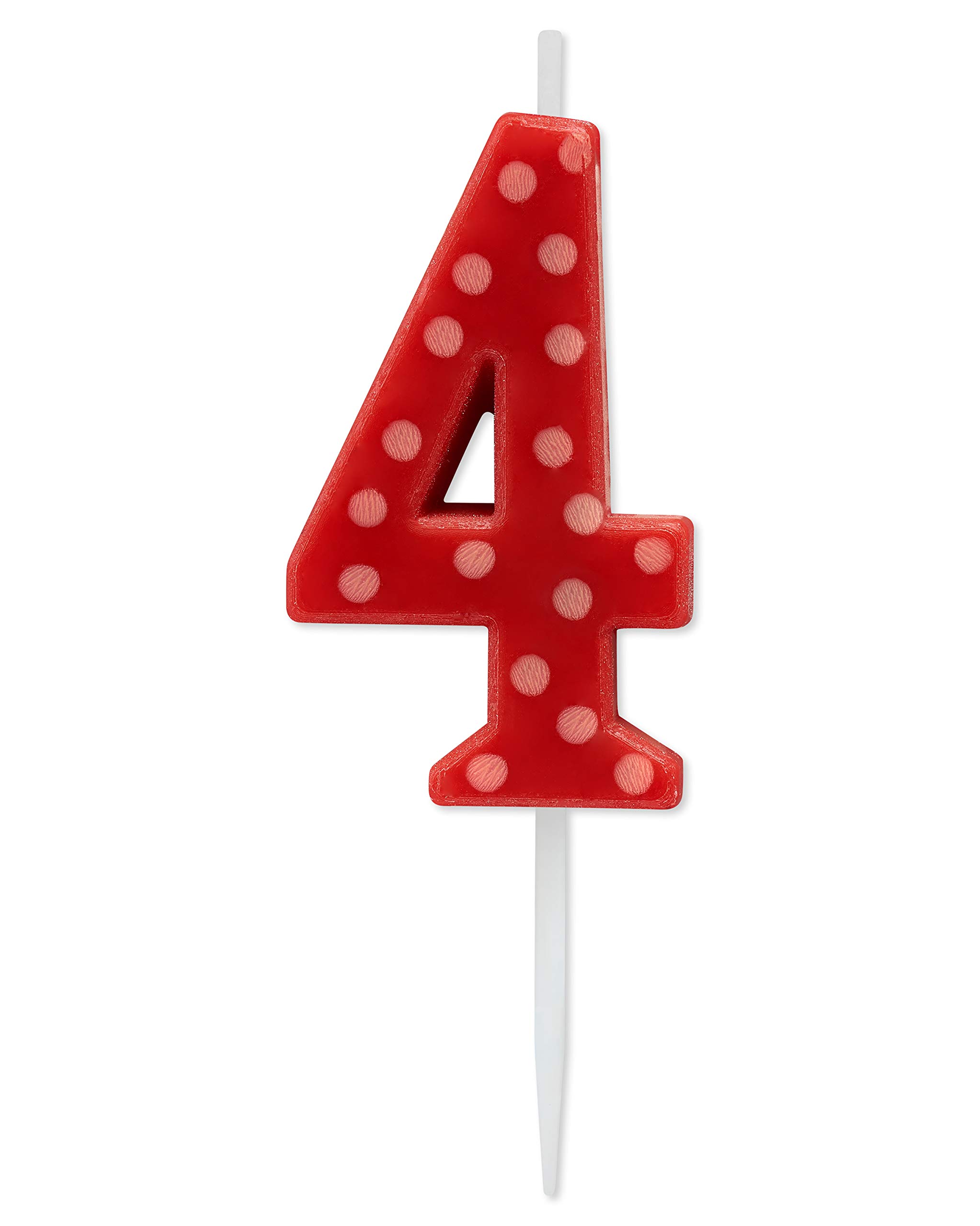 Photo 1 of Papyrus Number 4 Birthday Candle, Red Polka Dots (1-Count)