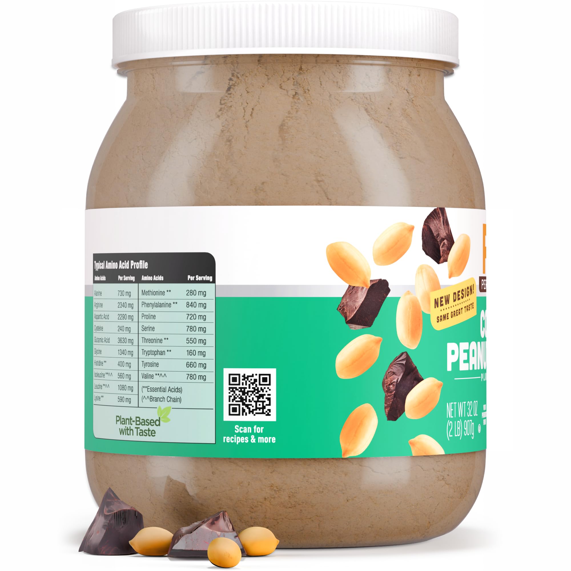 PB2 Performance Peanut Plant Based Vegan Protein Powder | 20g Complete Protein, No Added Sugar, Prebiotic Fiber | Dairy Free, Certified Vegan, Non-GMO, and Gluten Free [Peanut with Dutch Cocoa, 2lb]