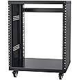 VEVOR 12U AV Rack Stand with Caster Wheels, Component Rack Cabinet Recording Studio Racks, Removable Side Panels, 500lbs Capa