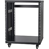 VEVOR 12U AV Rack Stand with Caster Wheels, Component Rack Cabinet Recording Studio Racks, Removable Side Panels, Universal Network Server Case, Special Vents for 19'' Audio Video Rack Mounting