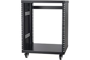 VEVOR 12U AV Rack Stand with Caster Wheels, Component Rack Cabinet Recording Studio Racks, Removable Side Panels, Universal Network Server Case, Special Vents for 19'' Audio Video Rack Mounting