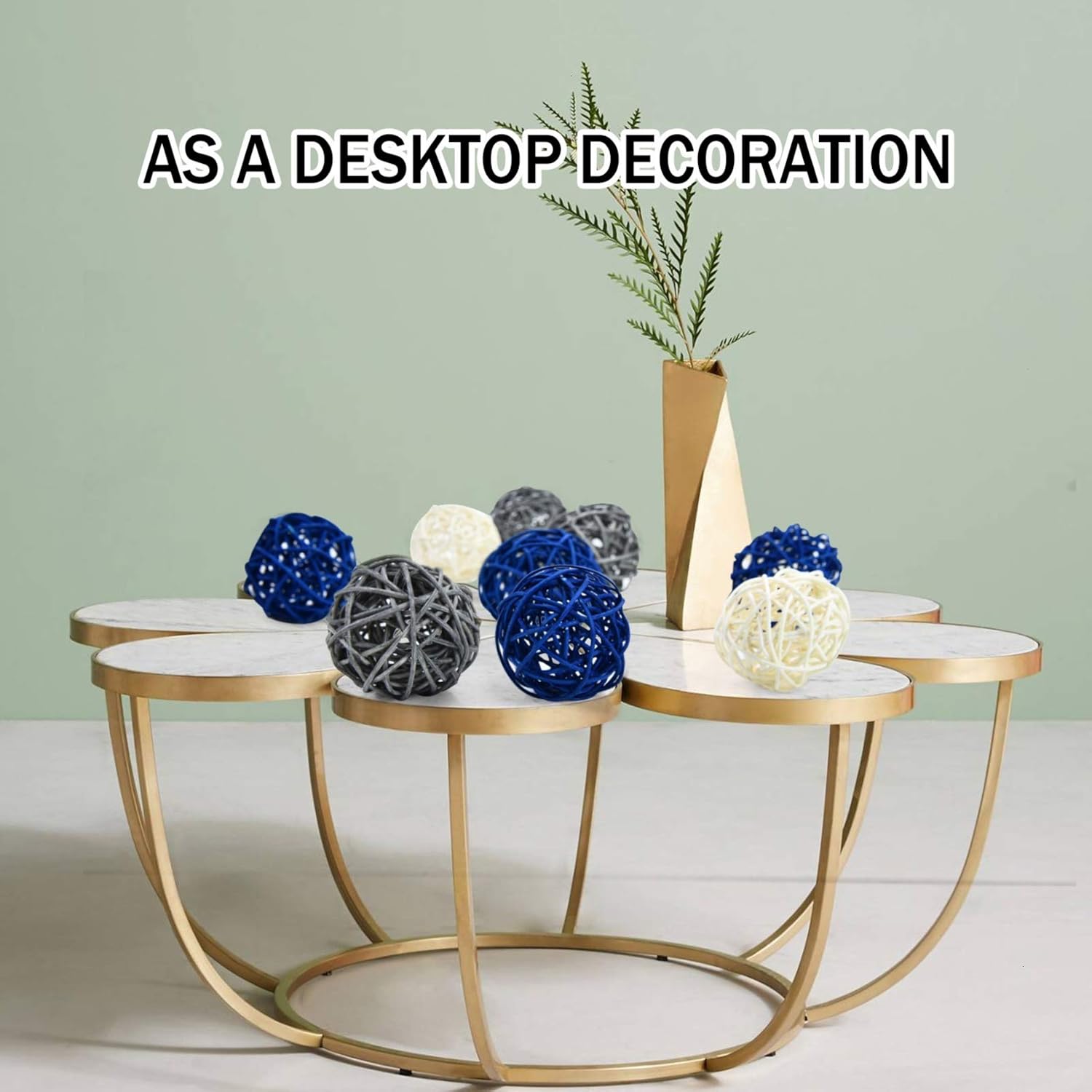 Timoo Rattan Balls Decorative, 15 Pack Wicker Balls for Home Decor Aromatherapy Accessories Wedding Decoration Baby Shower Table Decoration, 2 Inch (Blue, Gray, White): Health & Personal Care