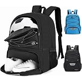 Hsmihair Soccer Backpack,Soccer Bag with Ball Holder and Cleat Compartment | Water resistant sports equipment bag for basketball, volleyball, football gear, cleats and youth team sports