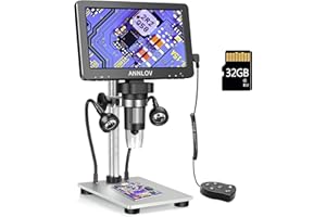ANNLOV 7" LCD Digital Microscope with 32GB TF Card 1200X Maginfication 1080P Coin Microscope with Wired Remote,12MP Ultra-Precise Focusing Video Camera with 8 LED Fill Lights Windows/Mac Compatible
