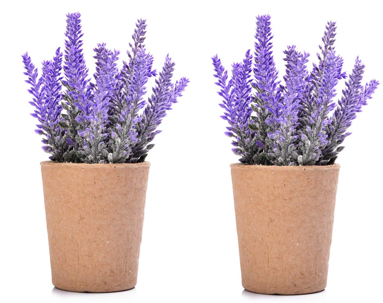 AlphaAcc 2 Piece 8 inches Potted Lavender Artificial Flower with Metal Wire Hanging Display for Home Decoration