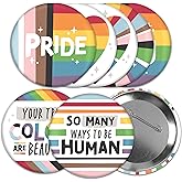 Big Dot of Happiness Pride Button Set - 3-Inch LGBTQIA+ Pinback Badges, Colorful Metal Shell Buttons, Reusable Statement Pins for Clothes, Pack of 8