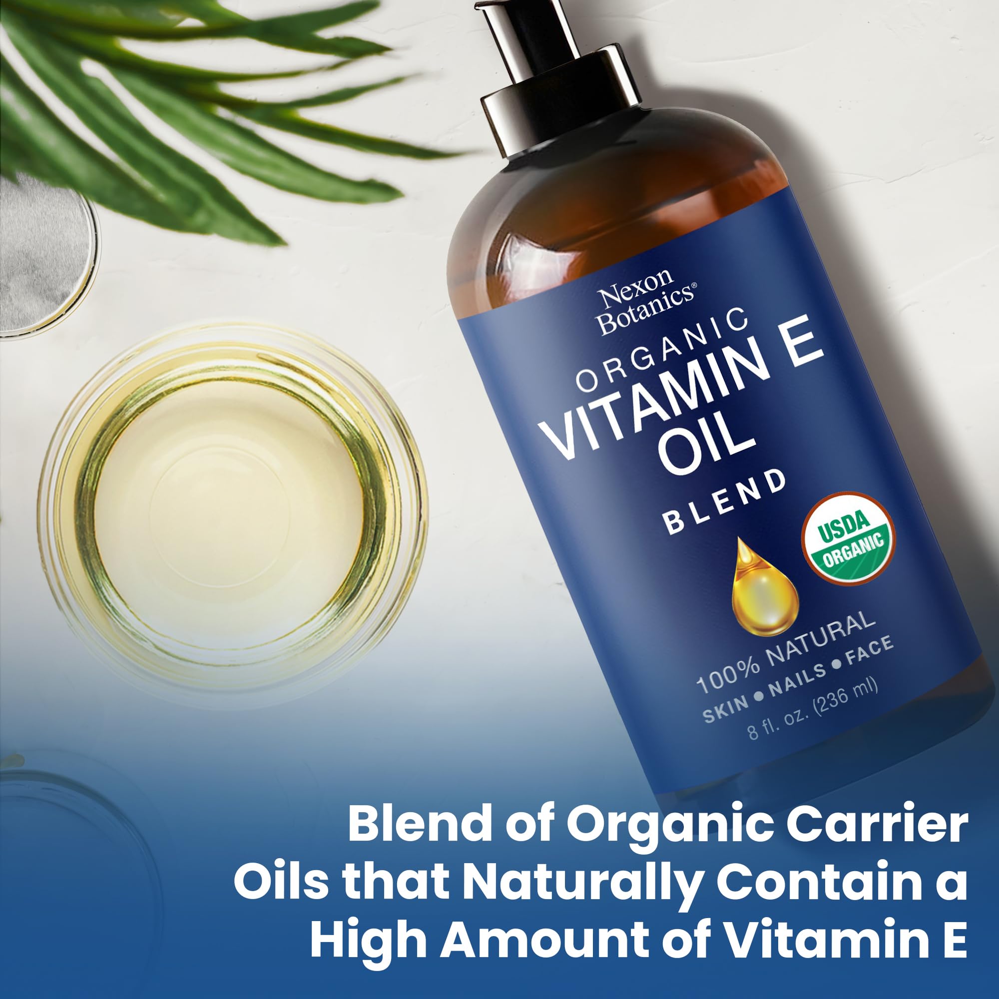 Nexon Botanics Organic Vitamin E Oil Blend 8 fl oz - Made from Pure, Natural Oils for Skin, Scars & Face - Aceite de Vitamina E