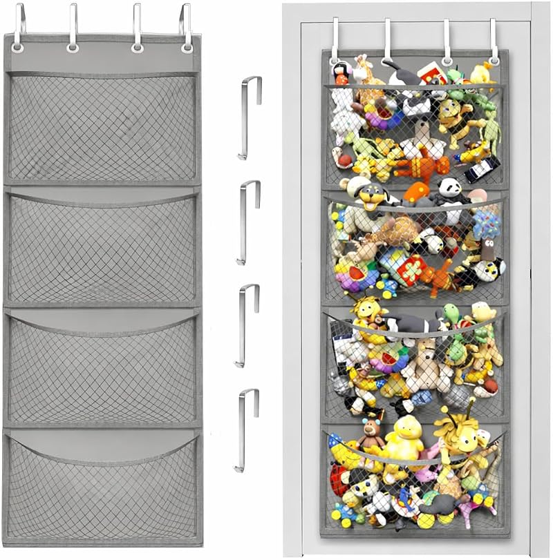 Honeyera The Original Over Door Storage for Stuffed Animals Organizer