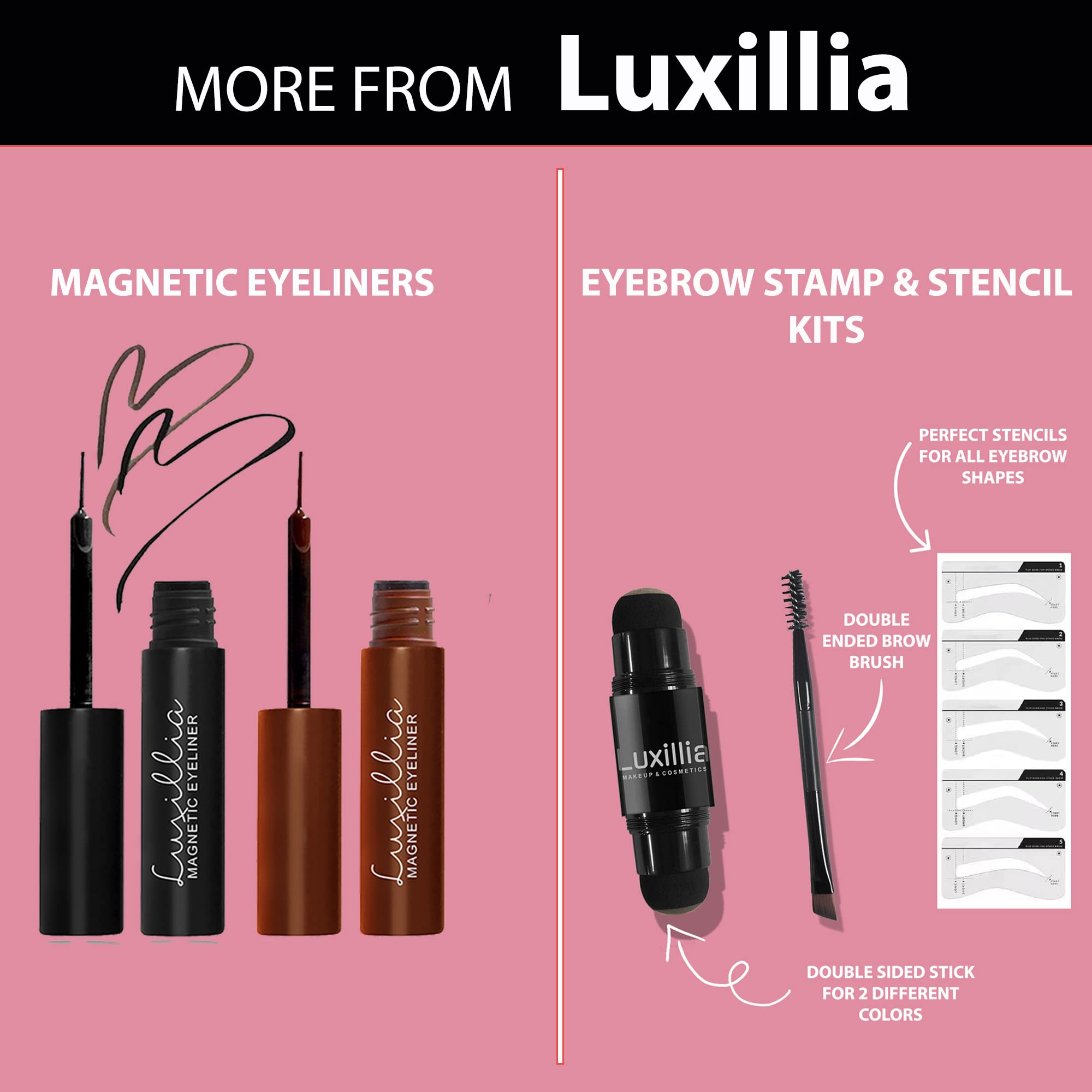 Luxillia 10 Piece Eyelash Magnetic Lashes with Eyeliner (Clear and Black) - Natural Looking False Magnetic Eyelashes Kit with Waterproof Liquid Liner Applicator, 8D, 3D Look, Reusable Fake Eye Lash