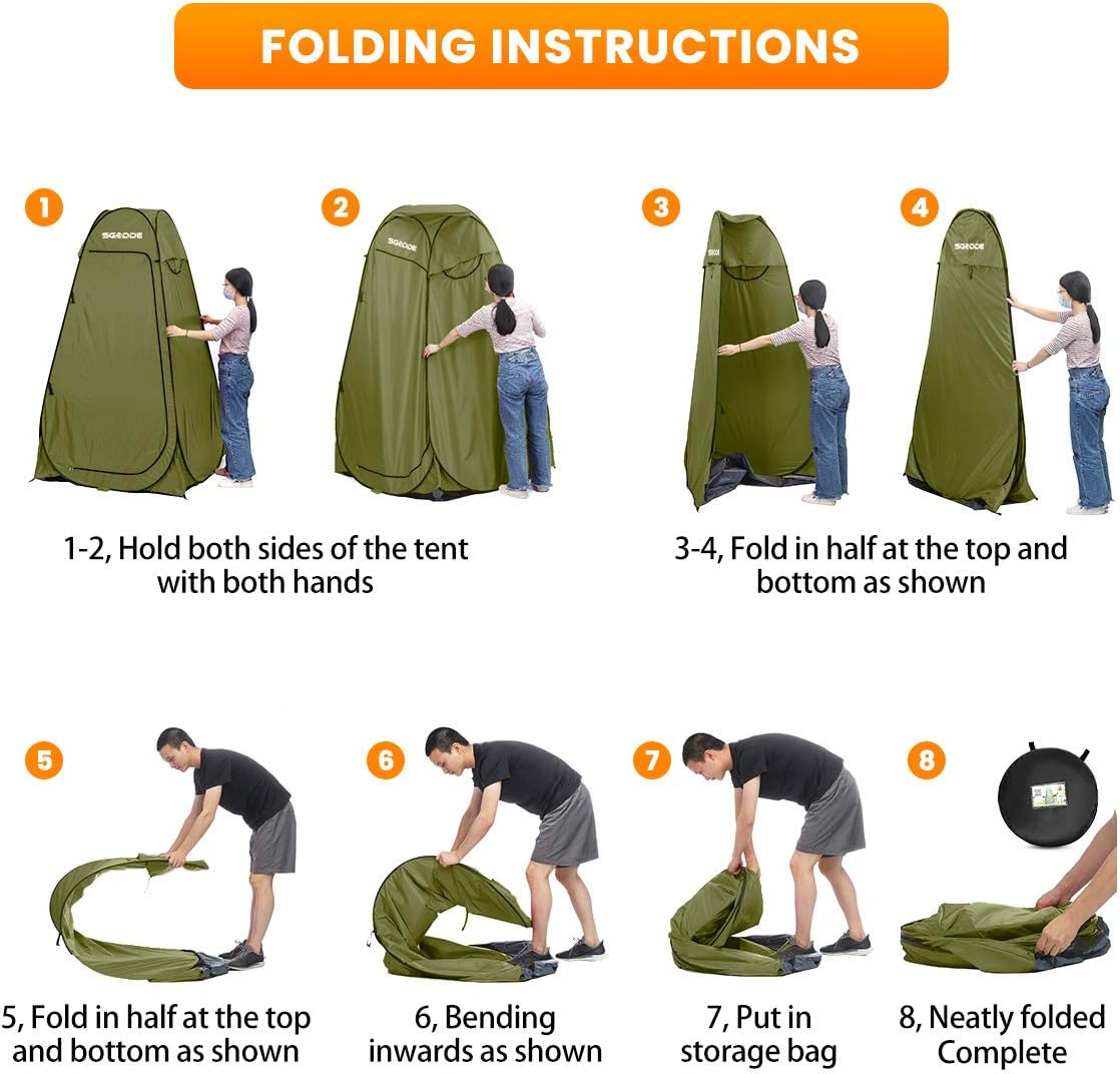 SGODDE Pop Up Privacy Shower Tent,Instant Portable Outdoor Shower Tent Camp Toilet, Changing Room, Rain Shelter with Carry Bag for Camping Hiking Beach Toilet Shower Bathroom Green: Sports & Outdoors