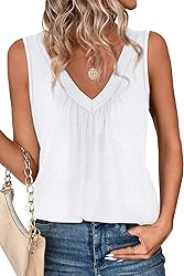 OFEEFAN Womens Summer Tops Sleeveless Shirts White