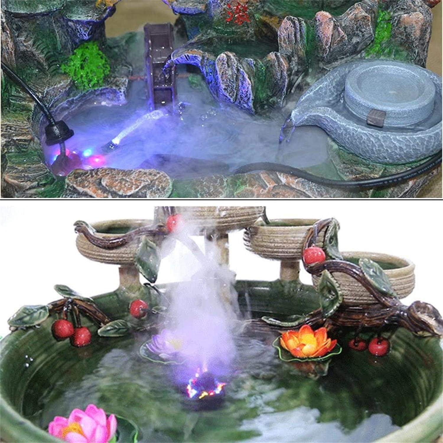 HAIPUSEN Mist Maker, Fog Maker with LED Fogger Water Fountain Pond with Splash Guard, Fog Machine Atomizer for Halloween and Other Holidays: Home & Kitchen