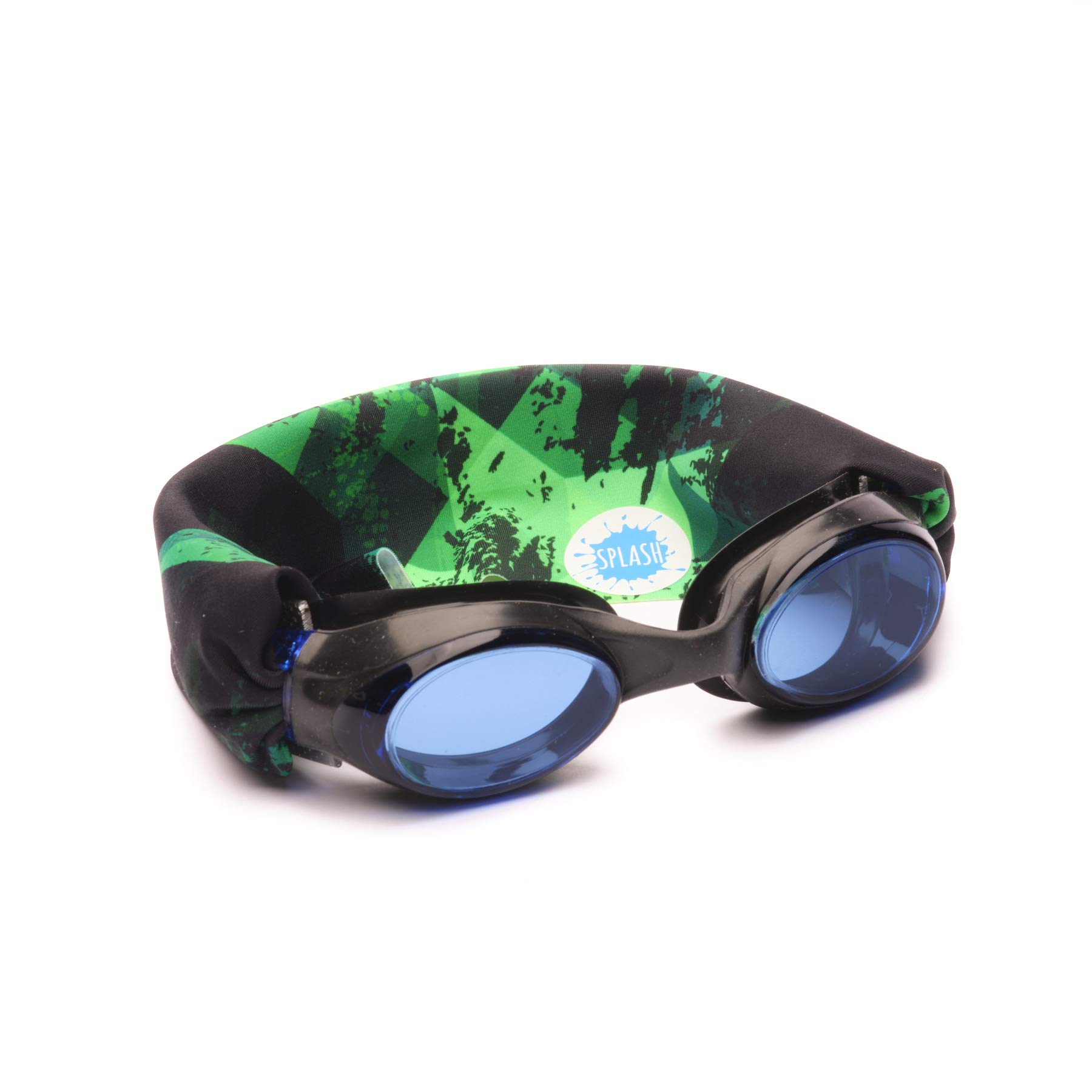 Splash Place SWIM GOGGLES with Fabric Strap - GREEN FUSION | Fun, Fashionable, Comfortable - Adult & Kids Swim Goggles