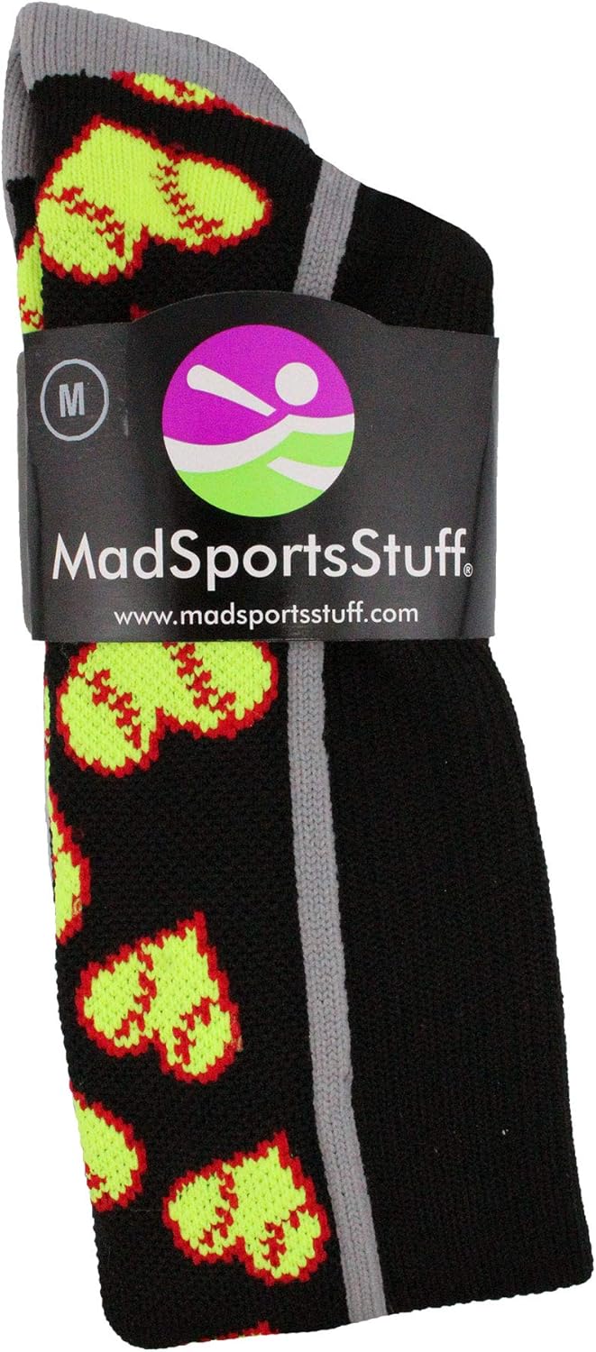 MadSportsStuff Softball Socks with Love Softball Hearts: Clothing