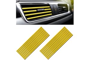 Kewucn 20 PCS Car Air Conditioner Vent Decorative Strip, Waterproof Bendable Auto Air Vent Decoration, Universal Vehicle Interior Accessories Suitable for Straight Air Vents (Yellow)