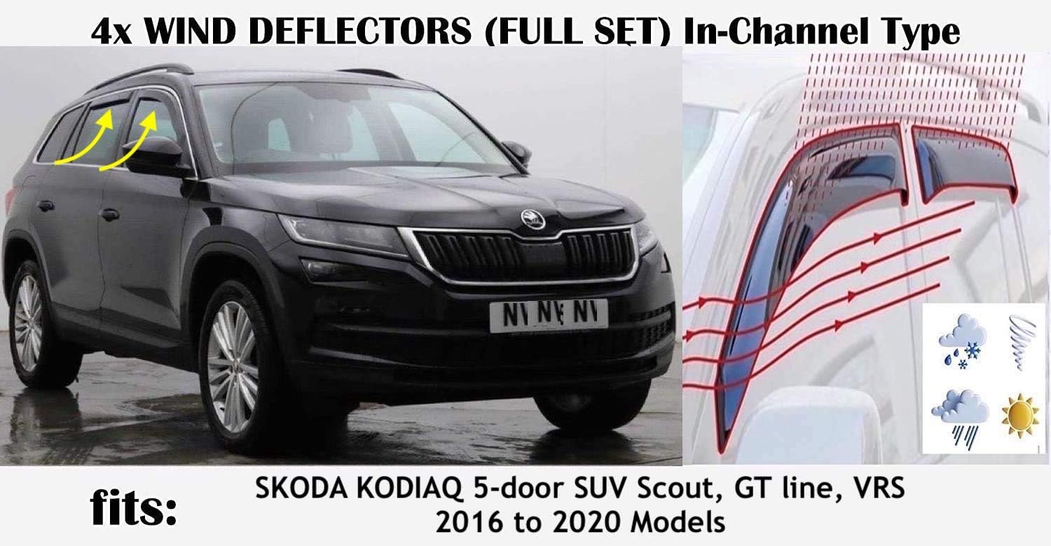 Set Of 4 Wind Deflectors For SKODA KODIAQ 2017 2018 2019 2020 2021 2022 2023 In-Channel Acrylic Side Window Visors-Smoke Tinted Rain Guards Reflectors - Image 3