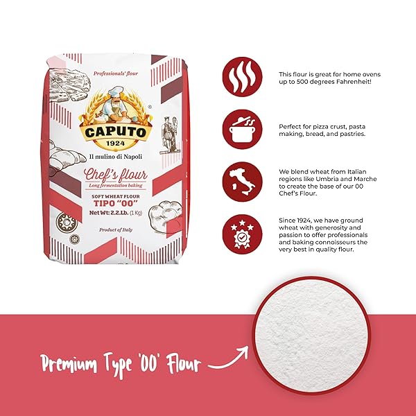 ANTIMO CAPUTO CHEFS FLOUR 2.2 LB (PACK OF 2) – ITALIAN DOUBLE ZERO 00 – SOFT WHEAT FOR PIZZA DOUGH, BREAD, & PASTA