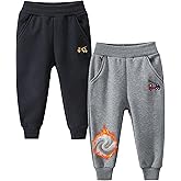 GFQLONG Toddler Boys 2 Pack Polar Fleece Jogger Sweatpants,Baby Winter Warm Pocket Lounging Bottoms