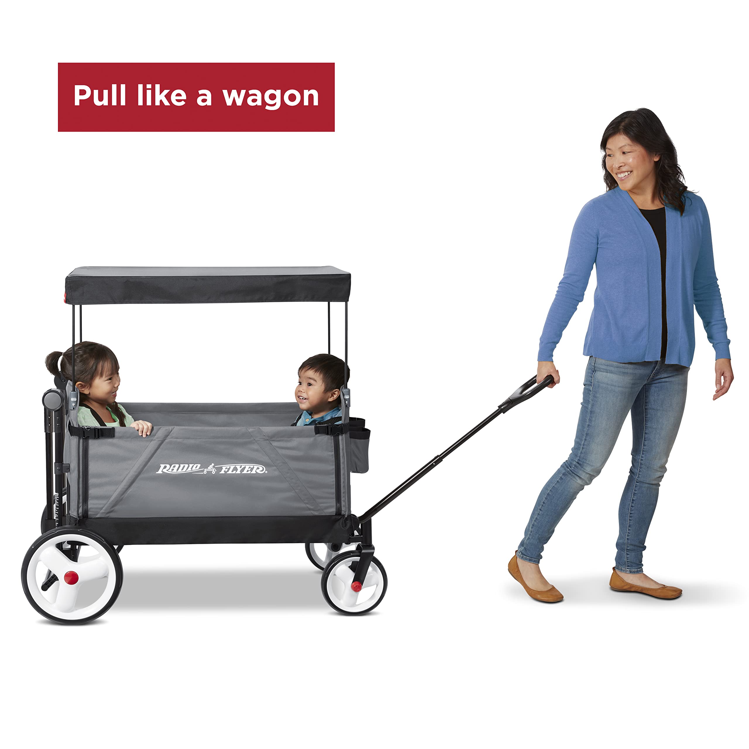 Stroller Wagon for Kids, Baby Stroller, Utility Cart, Rolling Cart, Radio Flyer City Luxe Stroll 'N Wagon, for Ages 1+ Years, Gray