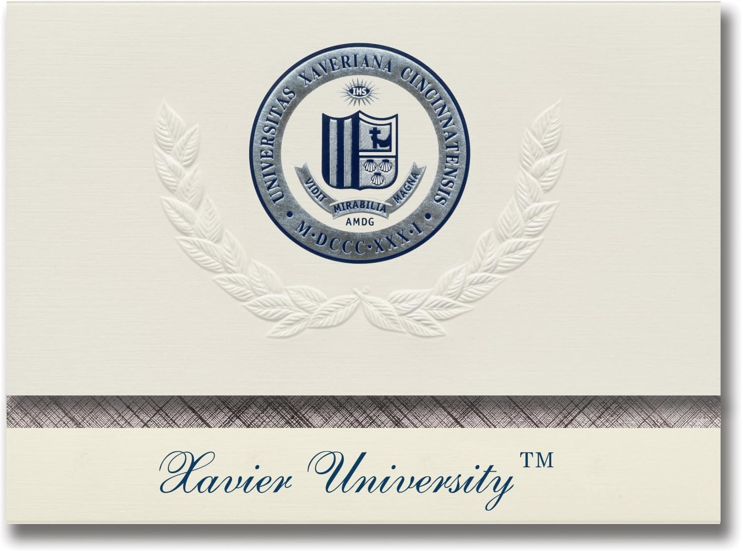 Amazon Com Signature Announcements Xavier University Graduation Announcements Platinum Style Elite Pack 20 With Xavier U Cincinnati Oh Seal Foil Office Products
