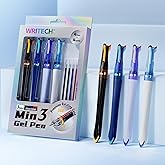 WRITECH Retractable Gel Ink Pens: 0.5mm Fine Point 3 in 1 Multi Colored Pen Black Blue Red, 4ct with 4 Refills No Smear Assorted Colors Min 3 for Smooth Writing Journaling Drawing