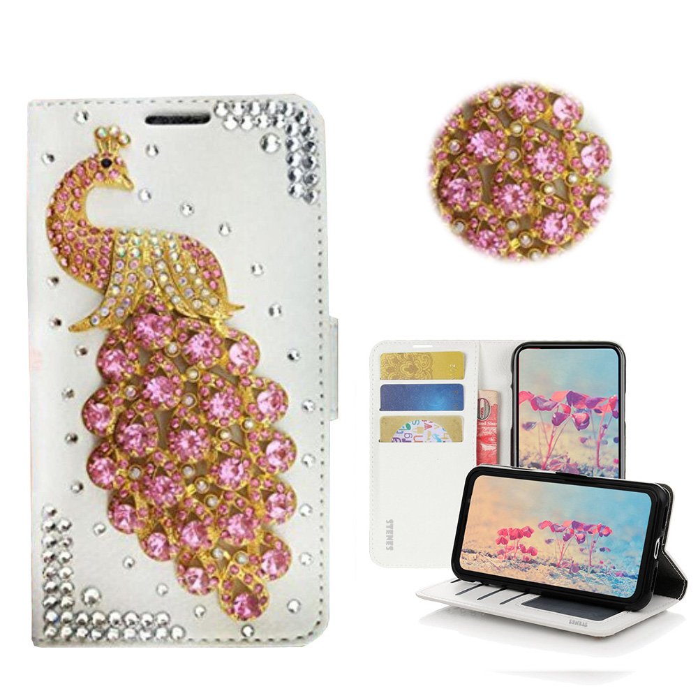 Best Lg K10 Pink Leather Phone Case With Rhinestones
