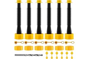 FOANRIY Gas Can Spout Replacement, Gas Can Nozzle (6 Kit-Black) For 1/2/5/10 gal, Easy to install, Durable, Replacement of old cans includes nozzle, Vent caps, Rubber gasket, Drill bits, Auxiliary base cap