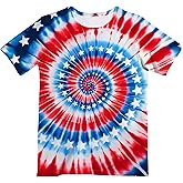 UGTEWXU Kids Red White and Blue Shirt 4th of July USA Flag Patriotic Tie Dye T-Shirt for Boys and Girls, Hippes T Shirt Tee Ages 6-16, Size Medium