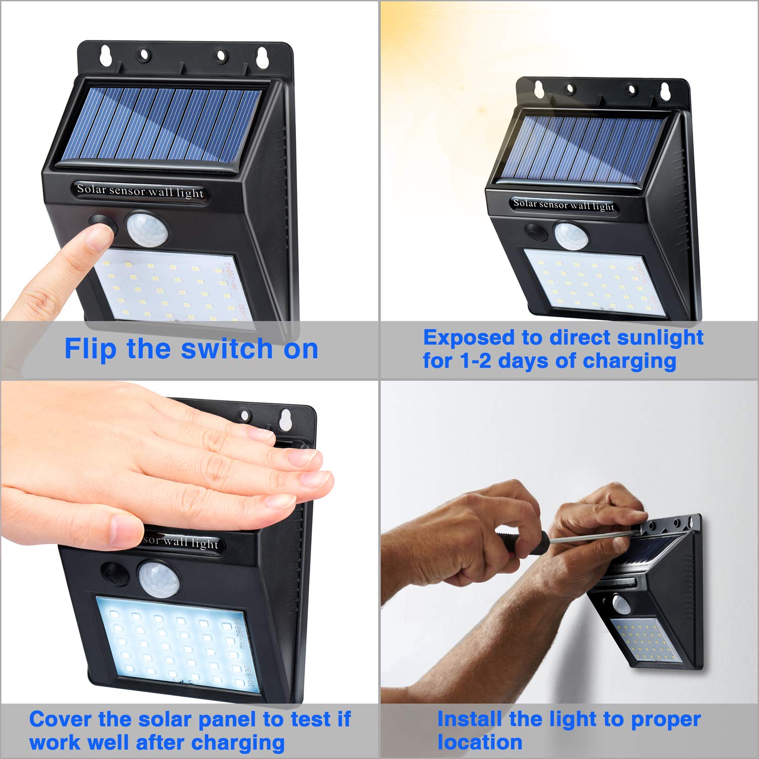 Omicoo 30 LED Solar Light Motion Sensor Wireless Radar Sensors IP65 Security Wall Lights for Outdoor Wall, Patio, Deck, Yard, Garden with Motion Activated Auto On/Off