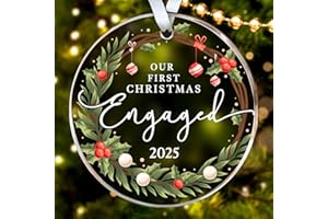 HEXMOZ Engagement Gifts for Couples - Engagement Gift for Women, Fiance, Her, Bride to Be, Newly Engaged Couples - First Christmas Engaged Acrylic Ornament 2025 - Party Decorations