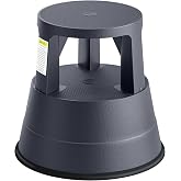 Upgraded Rolling Step Stool with Wheels,550LBS Capacity,Non-Slip Platform&amp;Retractable Casters,Heavy-Duty Round Kick Stool for Library,Kitchen, Office, Garage,Portable for Adults/Seniors/Kids (Black)
