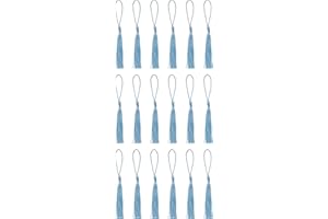 Sowaka 50 Pcs Tassel Silky Soft Mini Floss Handmade Tassels with Loop for Bookmark Jewelry Making Keychain Souvenir DIY Crafting Project Supplies Chinese Knot (Light Blue)