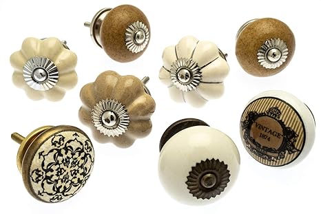 Mango Tree Türknauf-Set (MG-701), Vintage-Stil, Keramik, 8-teilig, Blau