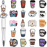 20pcs Coffee Cup Silicone Focal Beads, Decorative Coffee Mug Focal Beads Colorful Cafe Silicone Bead for Pens Keychain Making Jewelry Accessory Bracelet Necklace Handmade Crafts