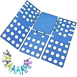 Ohuhu Clothes Folding Board, Adjustable Clothes Folder with Towel Clips - Adult Dress Pants Towels T-Shirt Folder Board/ Easy Laundry Folder Organizer, Blue