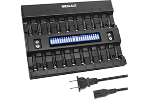 MIEKLALE 20+2 Bay AA AAA Battery Charger with Smart LCD Display Fast Charging for AA AAA NiMH NiCd & 9V Rechargeable Batteries, 2 Separate Charging Slot for 9V Batteries