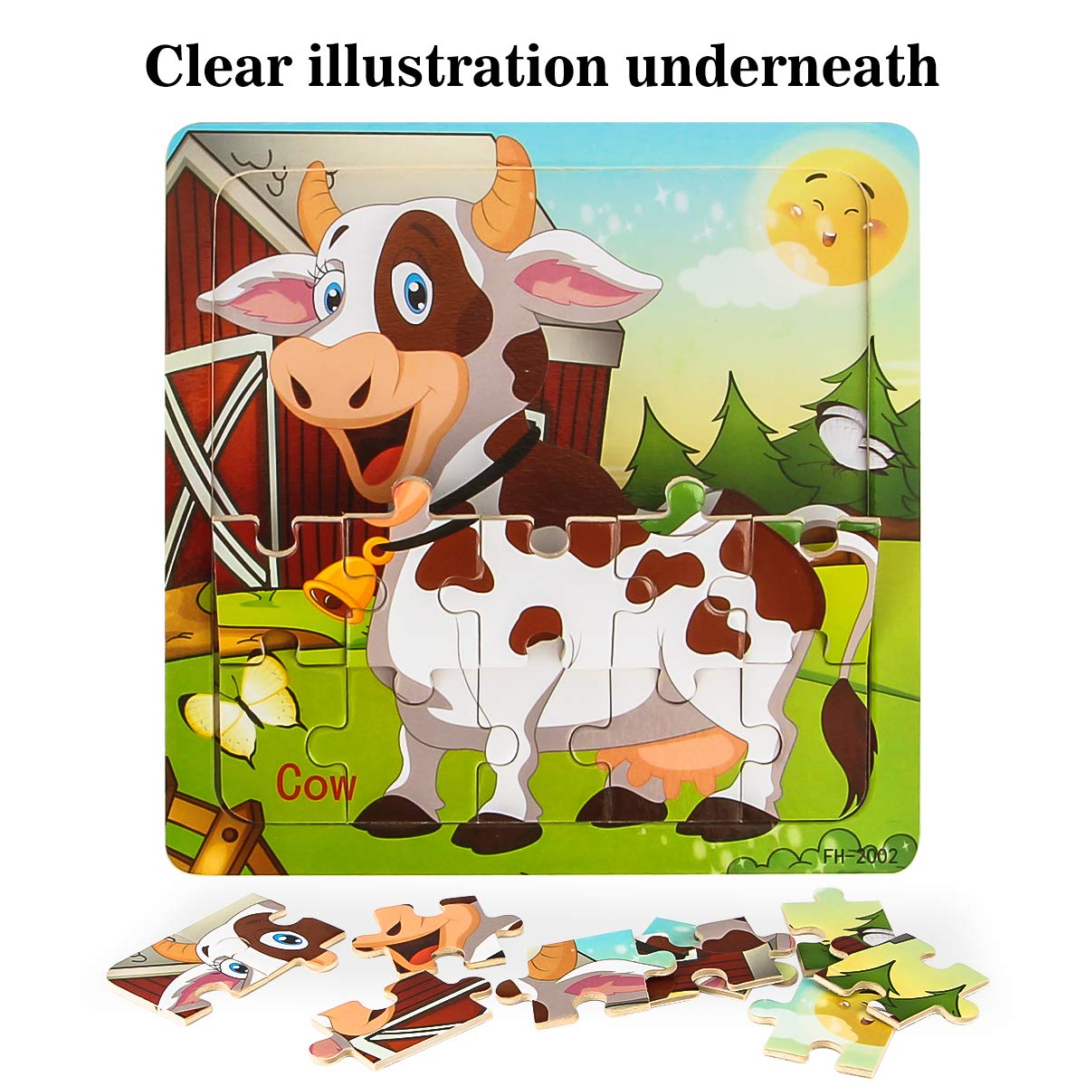 Dreampark Puzzles for Kids Ages 3-5, Wooden Jigsaw Animals Puzzles 20 Pieces Preschool Educational Learning Toys Set for Toddlers Boys and Girls (6 Pack)
