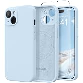 SuydanBox Magnetic for iPhone 15 Case Silicone Light Blue | Fit for MagSafe, Screen Protector, Full Camera Protection, Premium Silicone Shockproof Protective Phone Case for iPhone 15