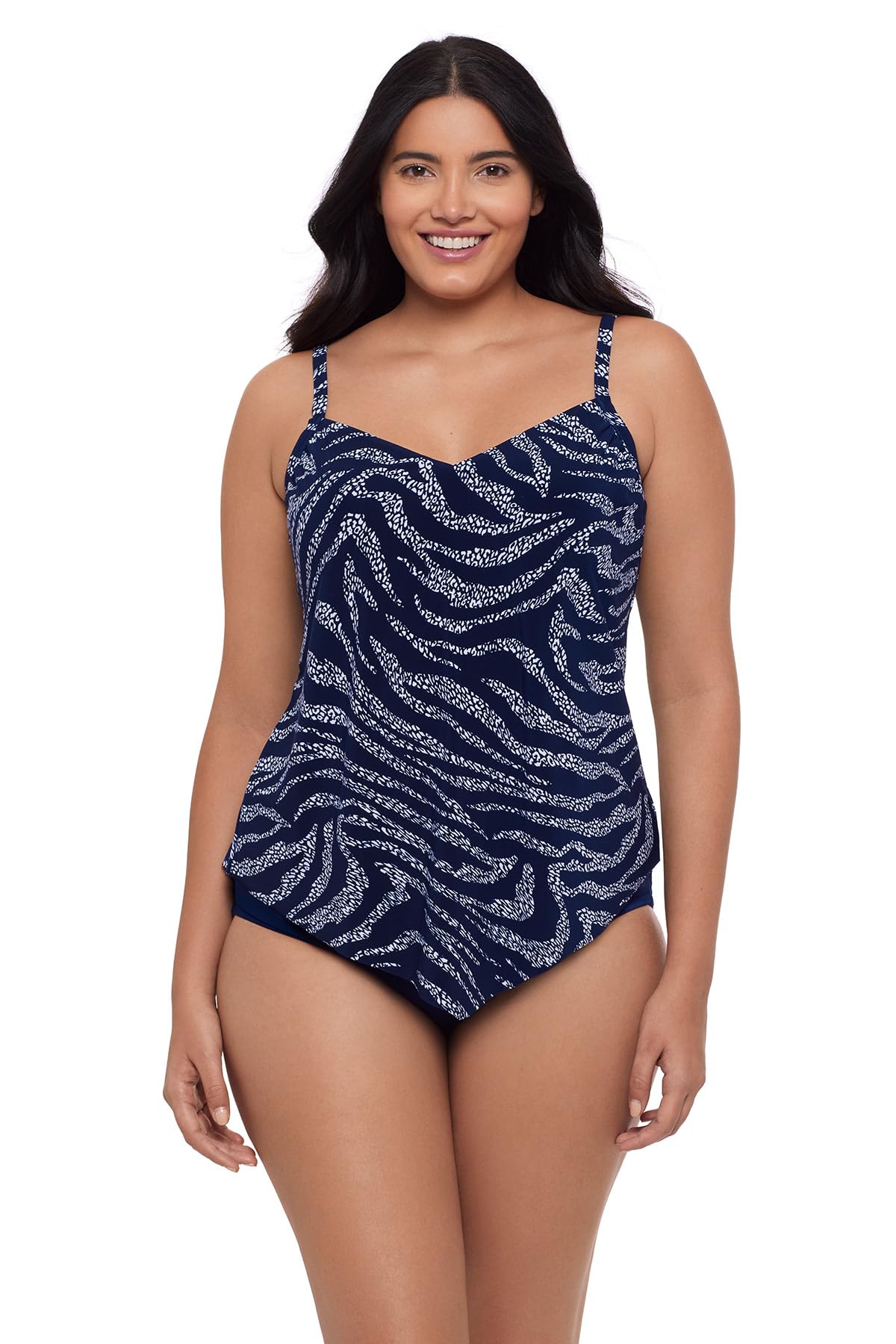 Trimshaper Womens Adjustable Hank Swim Tankini Top with Built-in Bra Support, Savanna Skin, 18