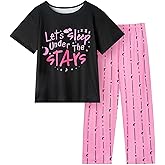 FIOBEE Girls Pajamas Sets 2PCS Summer Pajama Sleepwear Kids Pjs Clothes Short Sleeve for Teen Girl Size 3-14