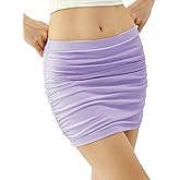 Mliyasan Women's Bodycon Mini Skirt Ruched Mesh Stretch Sexy Skirts