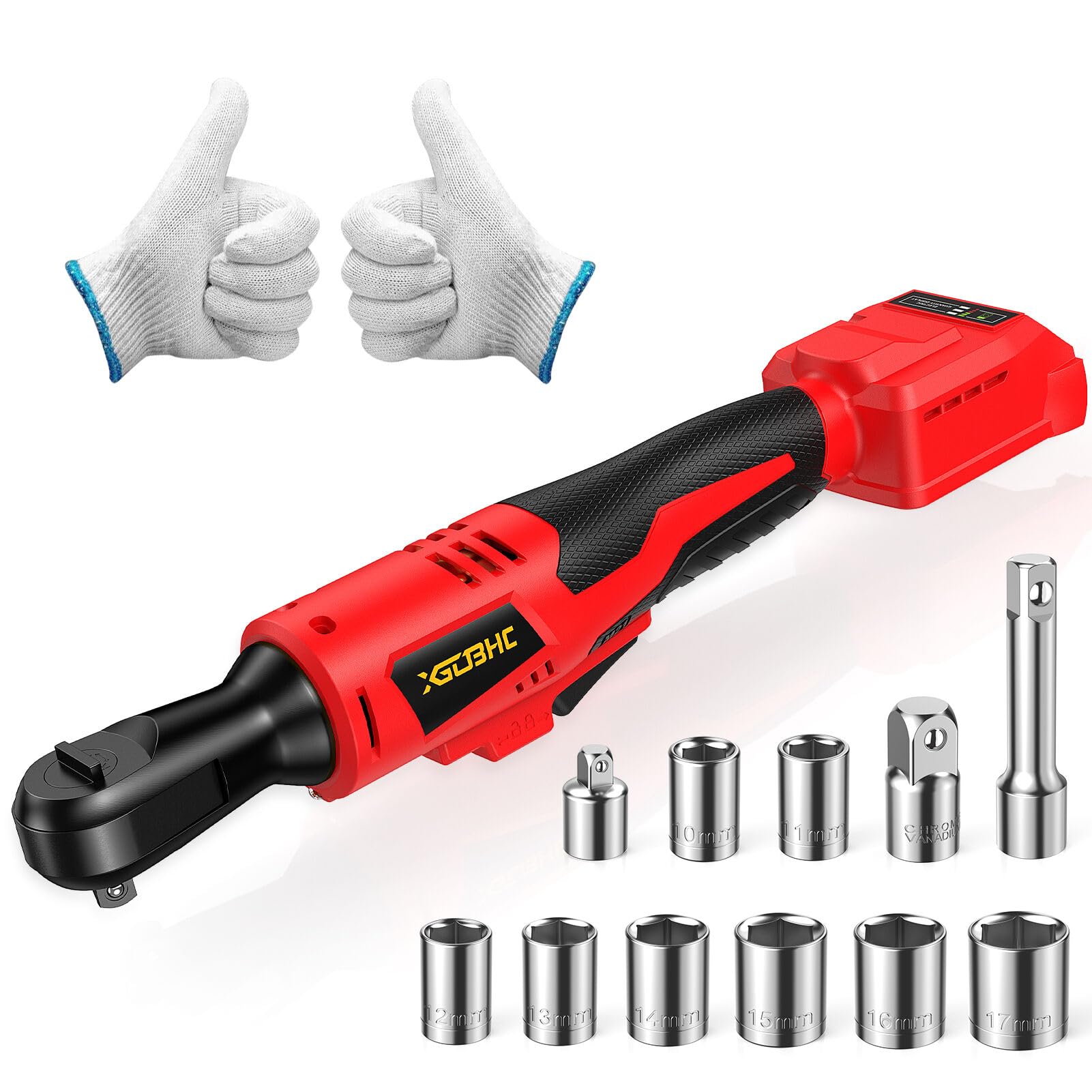 Photo 1 of 3/8 Inch Cordless Ratchet Wrench for Milwaukee M18 18V Battery - 42Ft-Lbs Brushless Motor Electric Ratchet Set with 0-220RPM Variable Speed,8 Sockets,1/4" and 1/2" Adapters,3" Extension Bar(Tool Only)