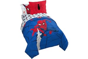 Jay Franco Marvel Spiderman Webtastic 5 Piece Twin Size Bed Set - Includes Reversible Comforter & Sheet Set - Super Soft Kids